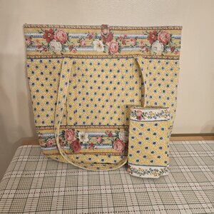 Vtg Vera Bradley Elizabeth Lg Handbag & Fold Wallet Retired Y2K Laptop Bag Purse